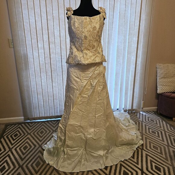 Atelier Aimee Ivory/Blue Wedding Dress 48/12 NWT - Picture 1 of 10